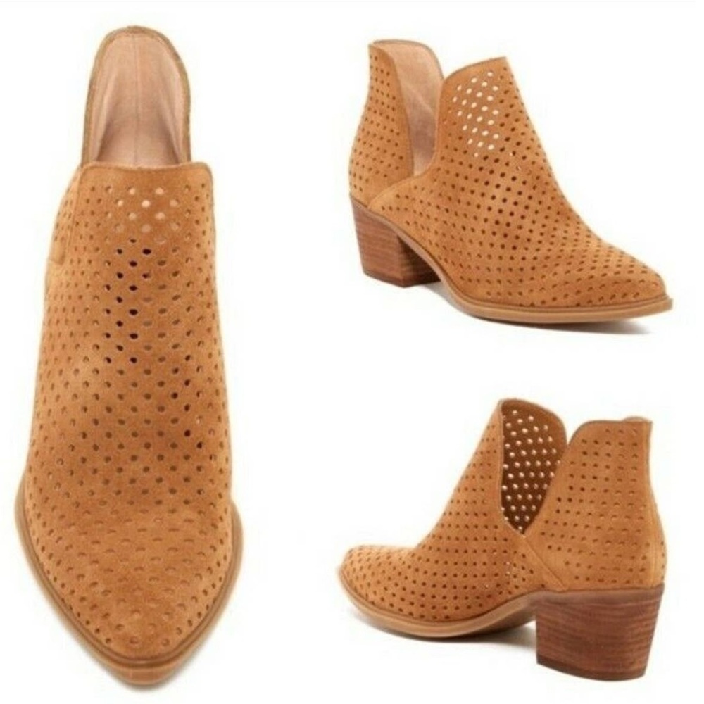 STEVEN BY STEVE MADDEN • DANESE PERFORATED SUEDE ANKLE BOOTIES • EUC | LIKE NEW